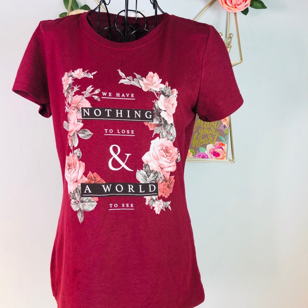 🛍 Cranberry/Floral T-Shirt